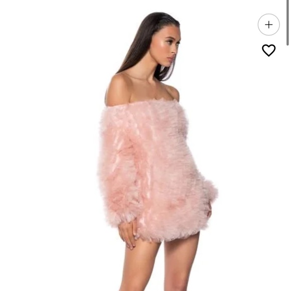 Shop Akira LOOFAH TULLE OFF THE SHOULDER MINI DRESS soft pink S - Picture 3 of 7